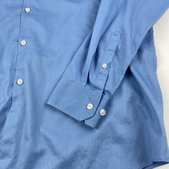 Perry Ellis Portfolio Button Up Shirt Mens Large 16/16.5 36/37 Classic Fit Blue - Picture 5 of 8